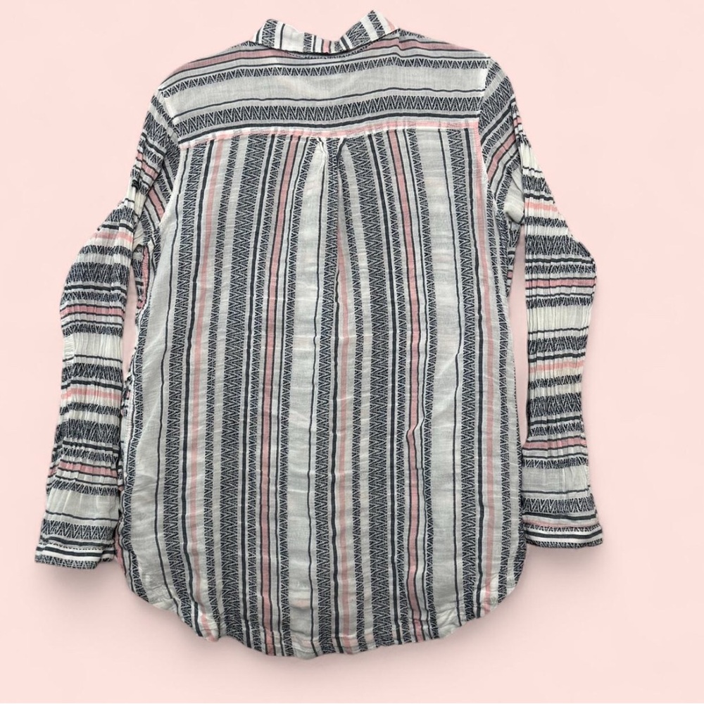 Columbia Button Henley Sz L Aztec Striped Outdoor Boho Western Y2K Gauze - Picture 3 of 10